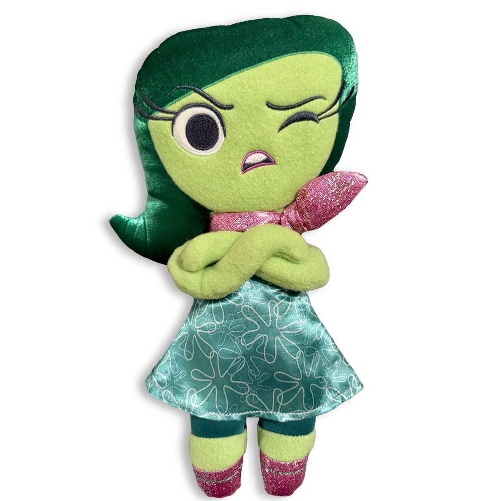 Disney Store Pixar 2015 Inside Out Disgust Plush Doll 12" Green Crossed Arms Y2K